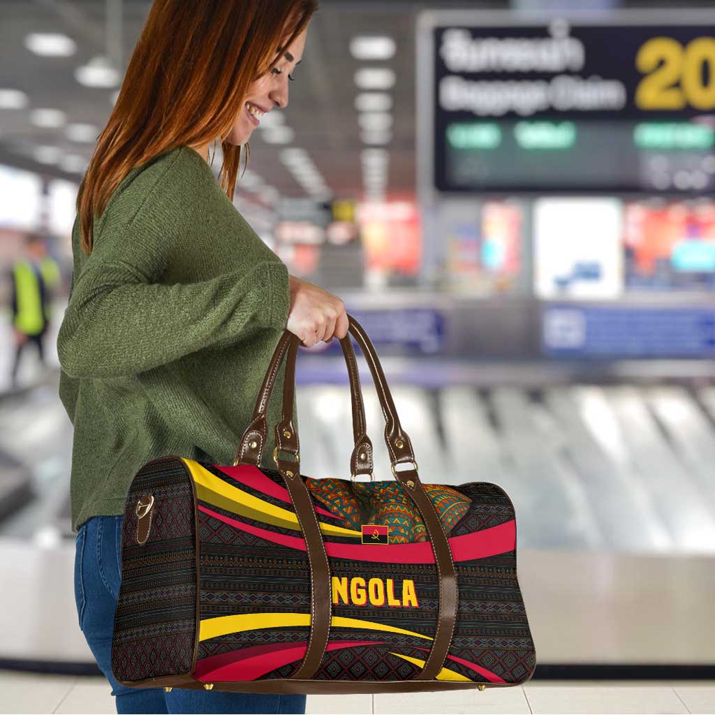 Angola Travel Bag with Red Black Yellow Tribal Design and Elephant - Wonder Print Shop