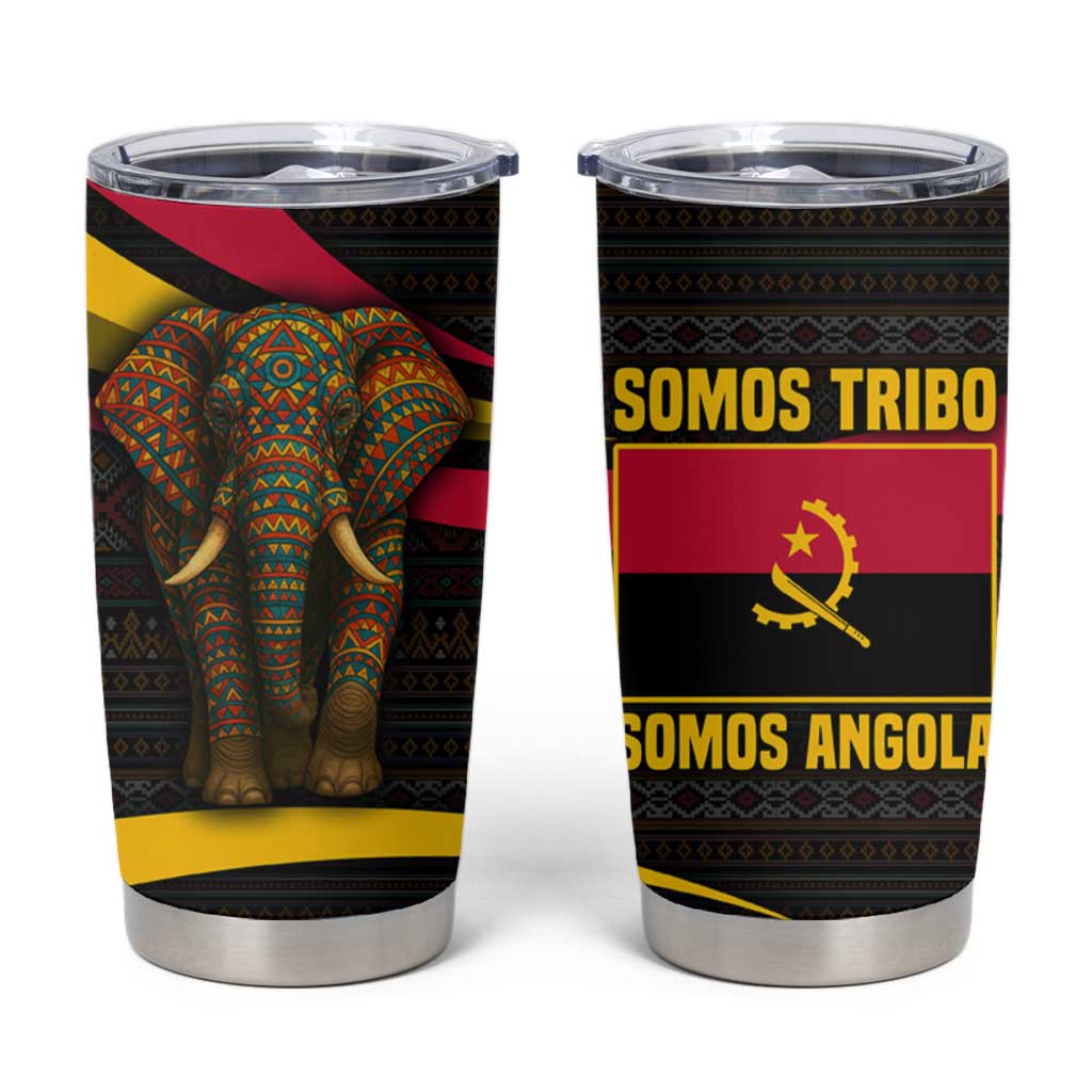 Angola Tumbler Cup with Red Black Yellow Tribal Design and Elephant - Wonder Print Shop