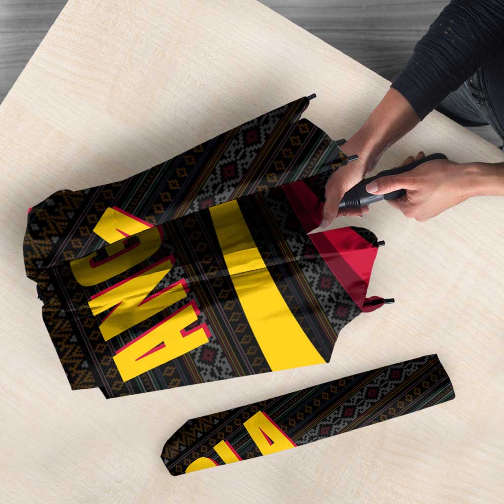 Angola Umbrella with Red Black Yellow Tribal Design and Elephant - Wonder Print Shop