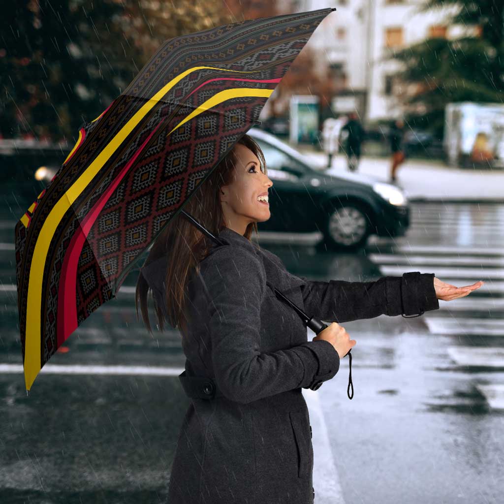 Angola Umbrella with Red Black Yellow Tribal Design and Elephant - Wonder Print Shop
