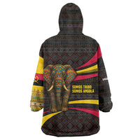 Angola Wearable Blanket Hoodie with Red Black Yellow Tribal Design and Elephant - Wonder Print Shop