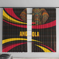 Angola Window Curtain with Red Black Yellow Tribal Design and Elephant - Wonder Print Shop