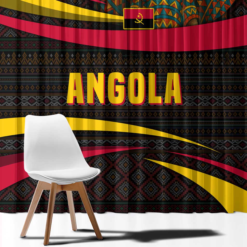 Angola Window Curtain with Red Black Yellow Tribal Design and Elephant - Wonder Print Shop