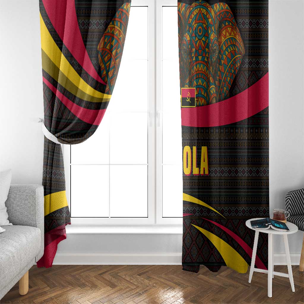 Angola Window Curtain with Red Black Yellow Tribal Design and Elephant - Wonder Print Shop