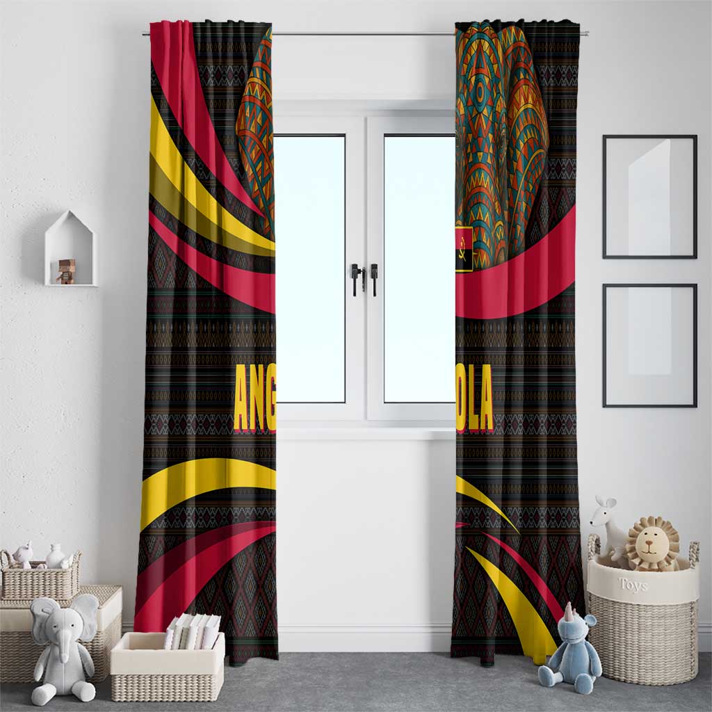 Angola Window Curtain with Red Black Yellow Tribal Design and Elephant - Wonder Print Shop