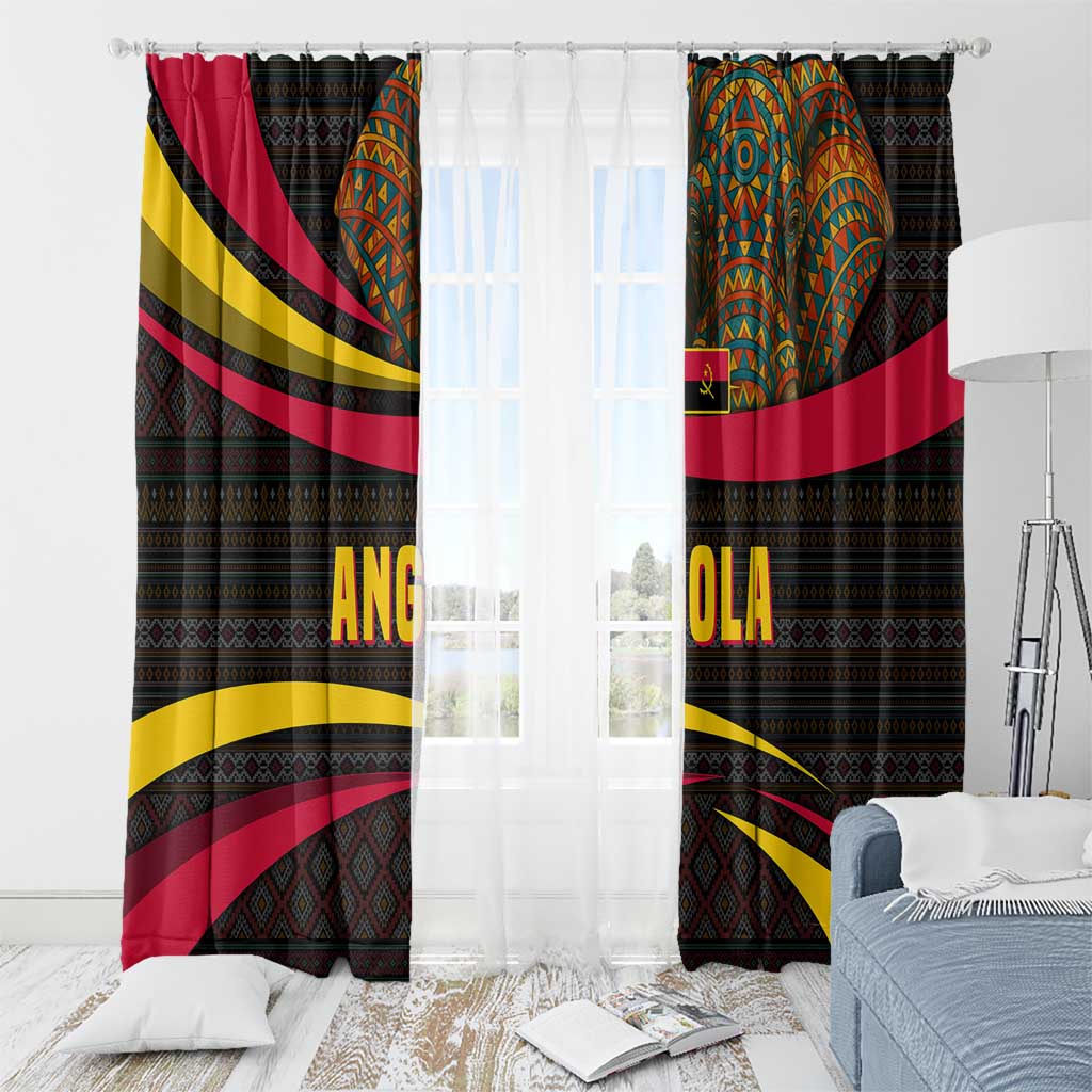Angola Window Curtain with Red Black Yellow Tribal Design and Elephant - Wonder Print Shop