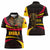 Angola Women Polo Shirt with Red Black Yellow Tribal Design and Elephant - Wonder Print Shop