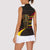 Angola Women Sleeveless Polo Shirt with Red Black Yellow Tribal Design and Elephant - Wonder Print Shop