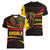 Angola Women V-Neck T-Shirt with Red Black Yellow Tribal Design and Elephant - Wonder Print Shop