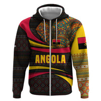 Angola Zip Hoodie with Red Black Yellow Tribal Design and Elephant - Wonder Print Shop