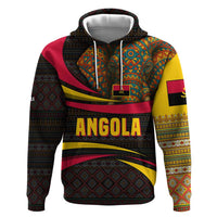 Angola Zip Hoodie with Red Black Yellow Tribal Design and Elephant - Wonder Print Shop