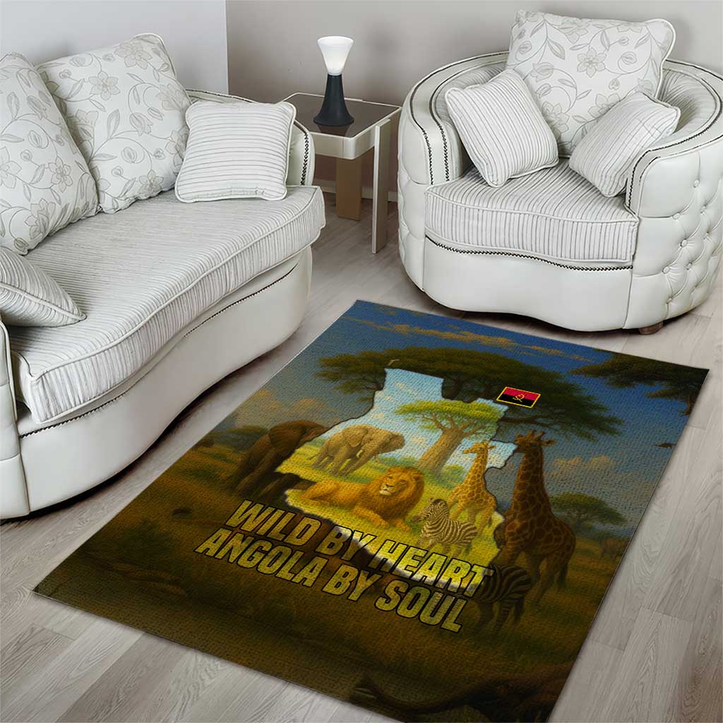 Angola Area Rug with Savannah Wildlife Design and African Animal - Wonder Print Shop