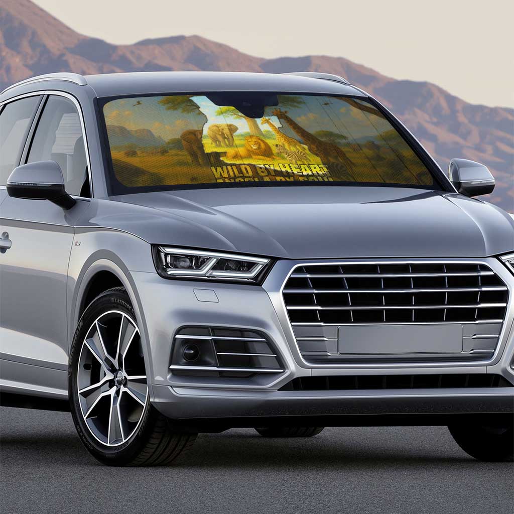 Angola Auto Sun Shade with Savannah Wildlife Design and African Animal - Wonder Print Shop