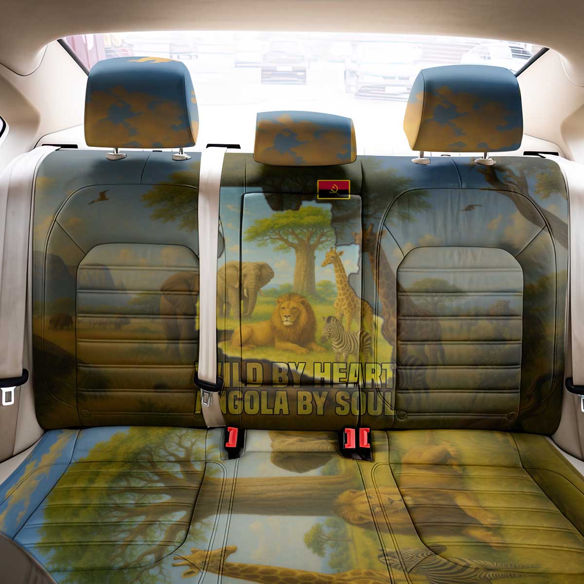 Angola Back Car Seat Cover with Savannah Wildlife Design and African Animal - Wonder Print Shop