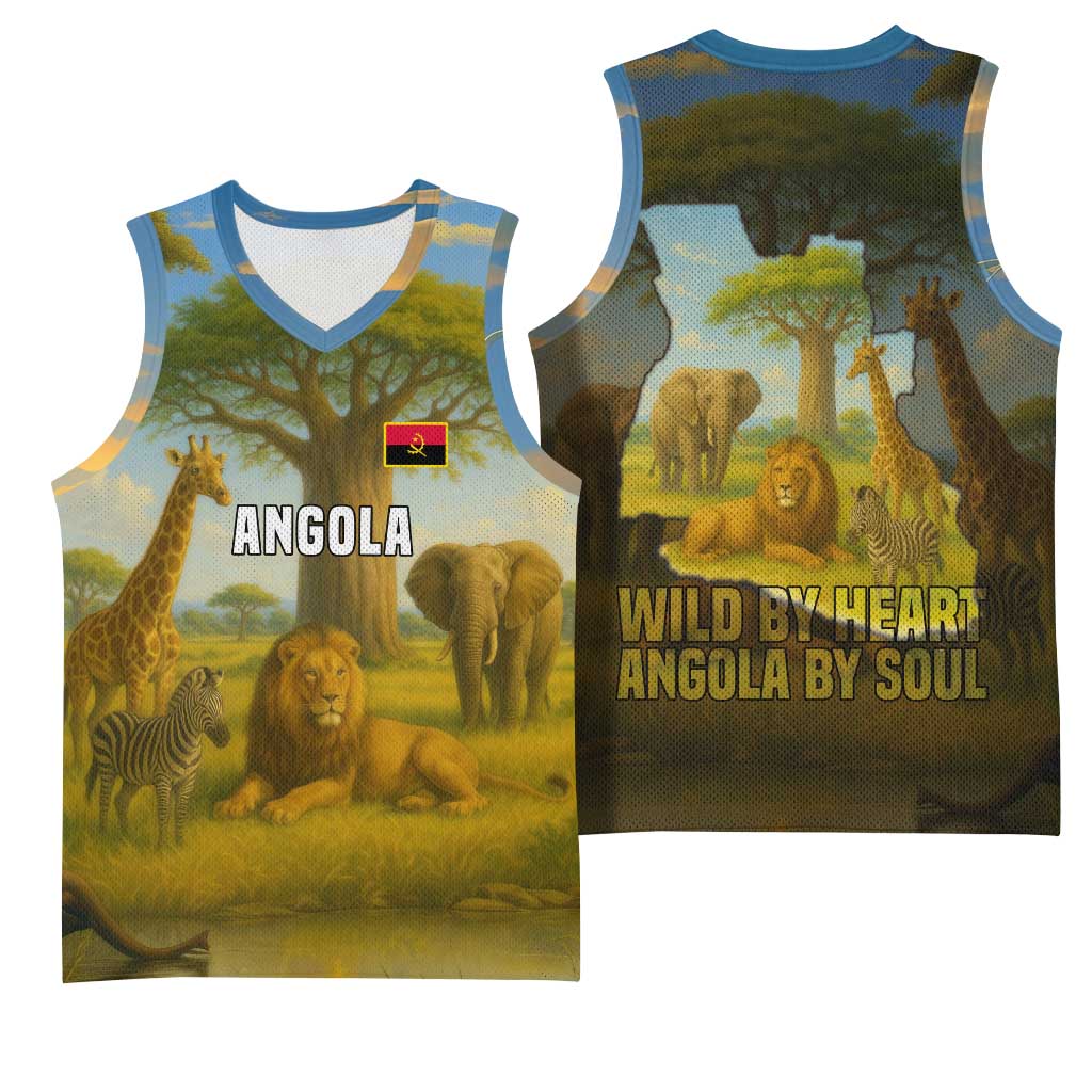 Angola Basketball Jersey with Savannah Wildlife Design and African Animal - Wonder Print Shop