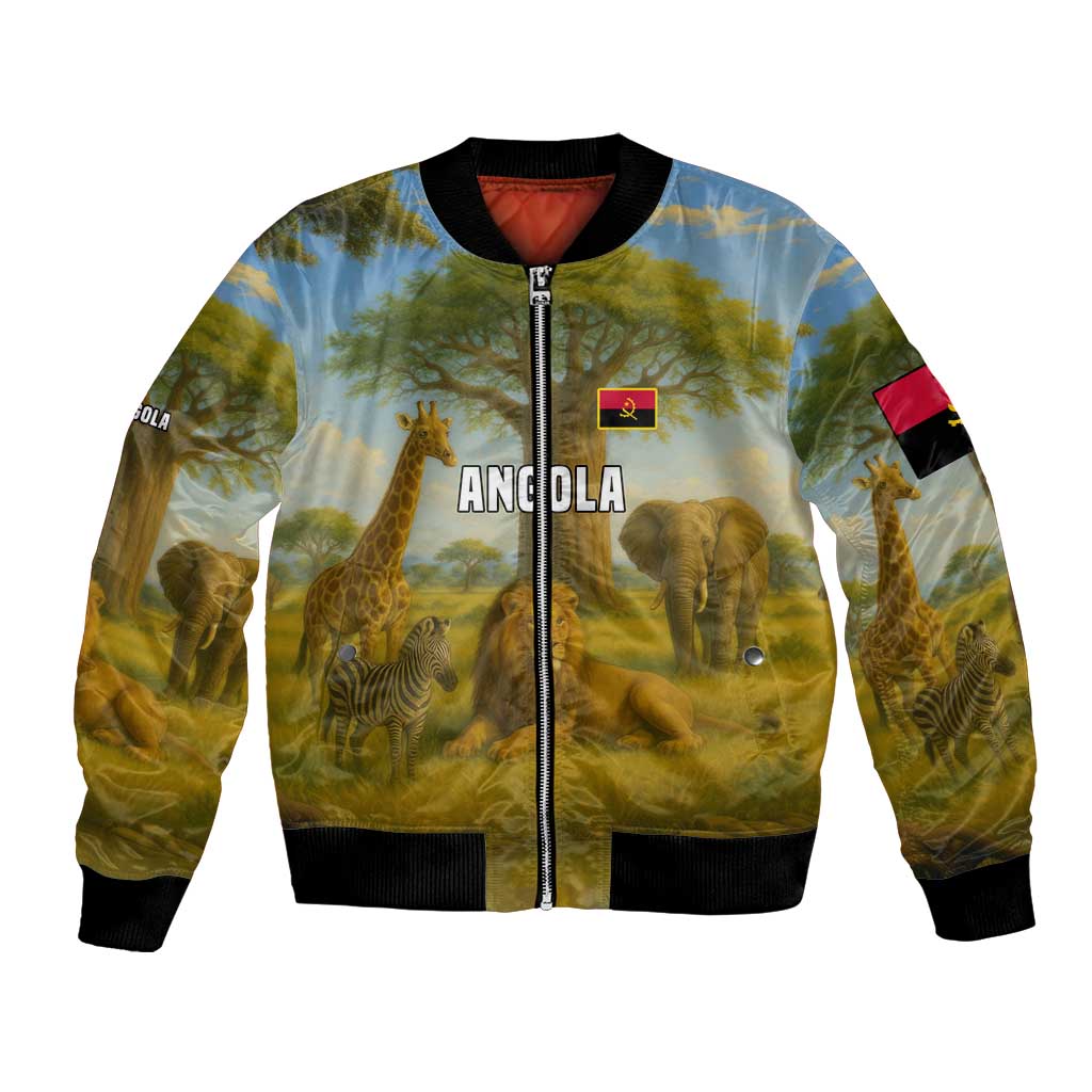 Angola Bomber Jacket with Savannah Wildlife Design and African Animal - Wonder Print Shop