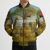 Angola Bomber Puffer Jacket with Savannah Wildlife Design and African Animal - Wonder Print Shop