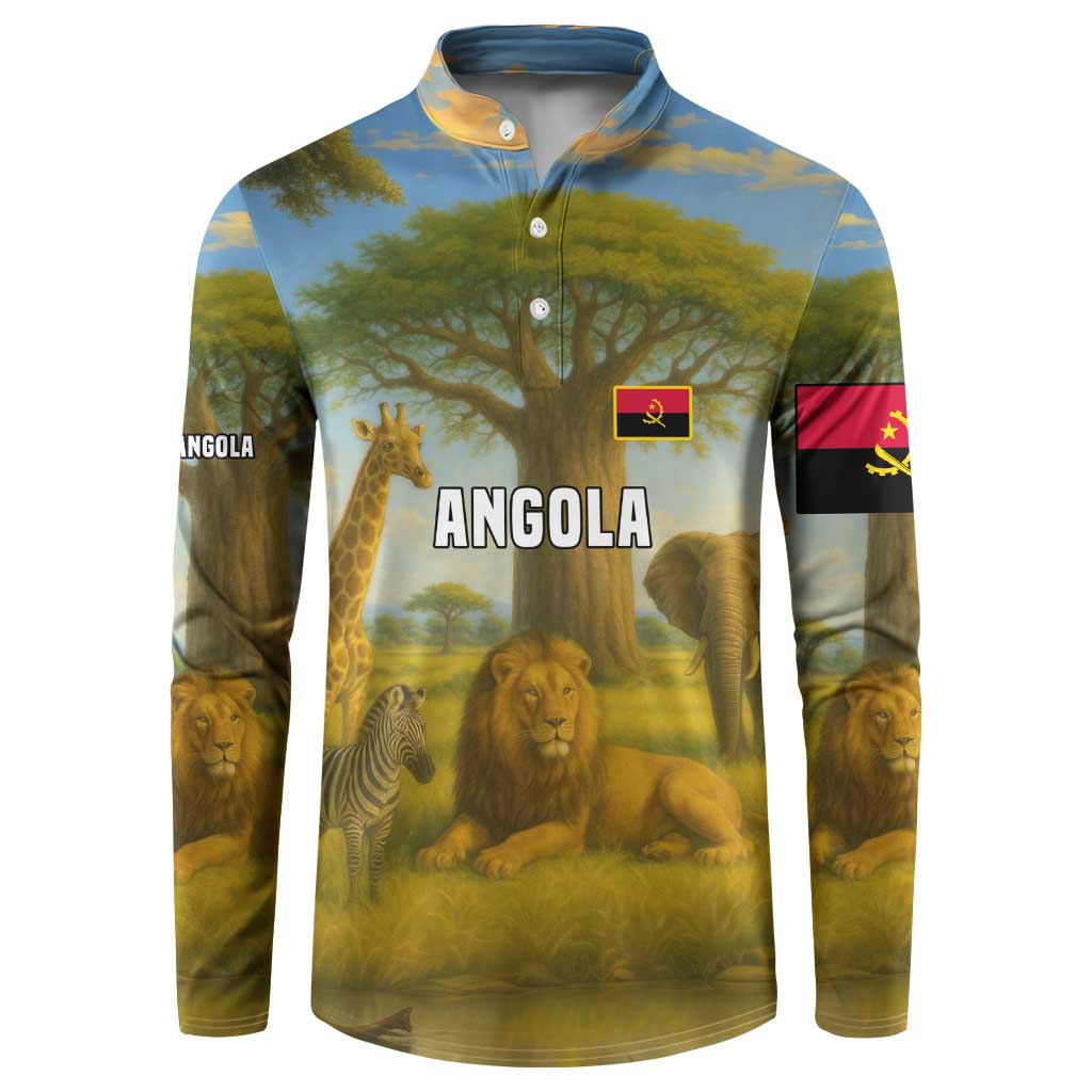 Angola Button Sweatshirt with Savannah Wildlife Design and African Animal - Wonder Print Shop