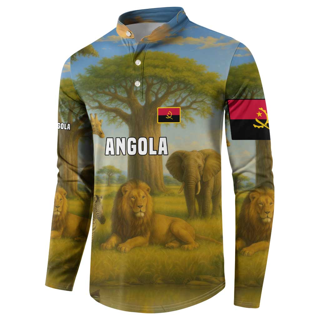Angola Button Sweatshirt with Savannah Wildlife Design and African Animal - Wonder Print Shop