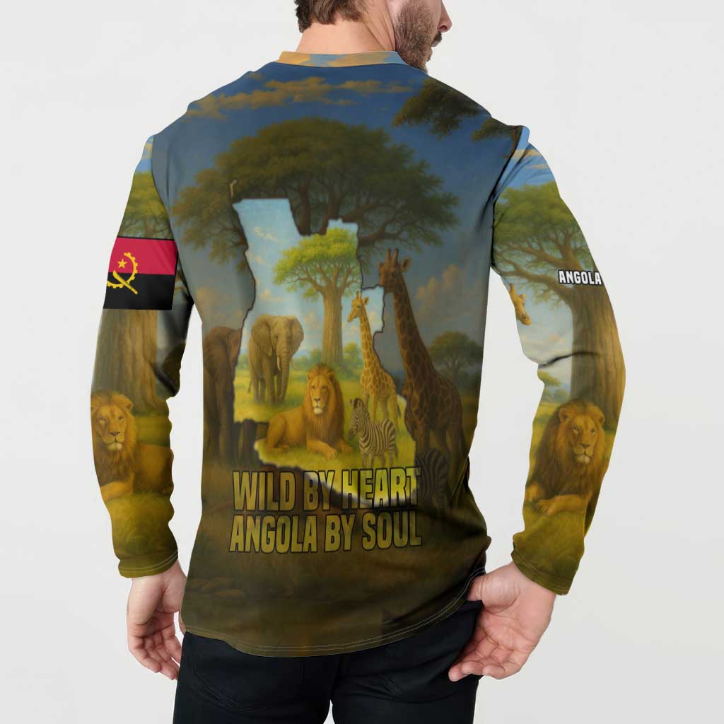 Angola Button Sweatshirt with Savannah Wildlife Design and African Animal - Wonder Print Shop