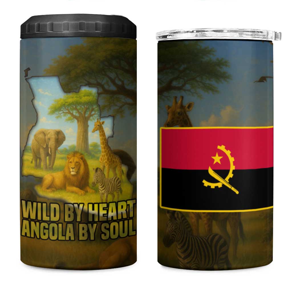 Angola 4 in 1 Can Cooler Tumbler with Savannah Wildlife Design and African Animal - Wonder Print Shop