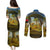 Angola Couples Matching Puletasi and Long Sleeve Button Shirt with Savannah Wildlife Design and African Animal - Wonder Print Shop