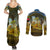 Angola Couples Matching Summer Maxi Dress and Long Sleeve Button Shirt with Savannah Wildlife Design and African Animal - Wonder Print Shop