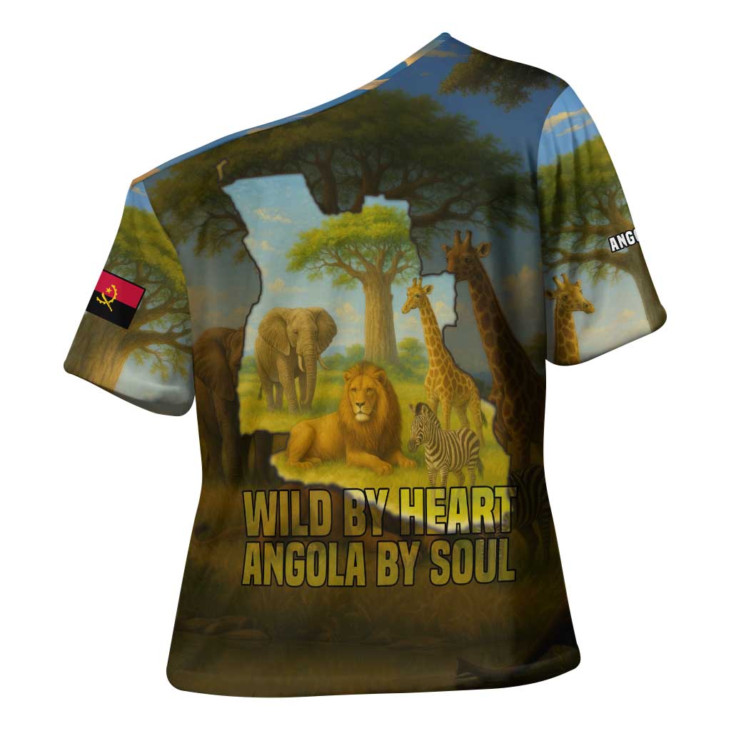 Angola Cross Shoulder Shirt with Savannah Wildlife Design and African Animal - Wonder Print Shop