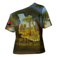 Angola Cross Shoulder Shirt with Savannah Wildlife Design and African Animal - Wonder Print Shop