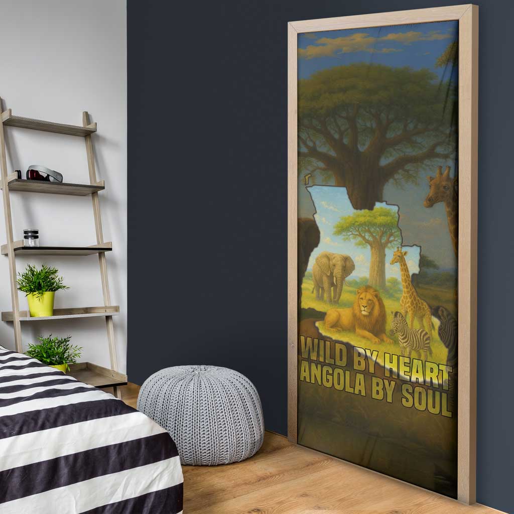 Angola Door Cover with Savannah Wildlife Design and African Animal - Wonder Print Shop