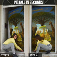 Angola Door Cover with Savannah Wildlife Design and African Animal - Wonder Print Shop