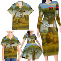 Angola Family Matching Long Sleeve Bodycon Dress and Hawaiian Shirt with Savannah Wildlife Design and African Animal - Wonder Print Shop