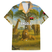 Angola Family Matching Off The Shoulder Long Sleeve Dress and Hawaiian Shirt with Savannah Wildlife Design and African Animal - Wonder Print Shop