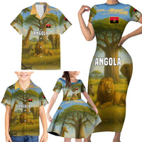Angola Family Matching Short Sleeve Bodycon Dress and Hawaiian Shirt with Savannah Wildlife Design and African Animal - Wonder Print Shop