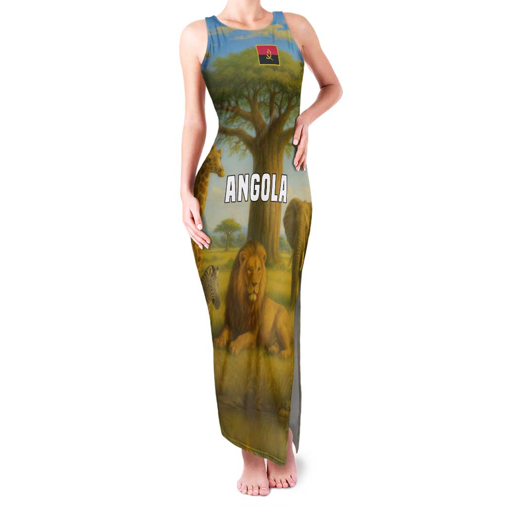 Angola Family Matching Tank Maxi Dress and Hawaiian Shirt with Savannah Wildlife Design and African Animal - Wonder Print Shop