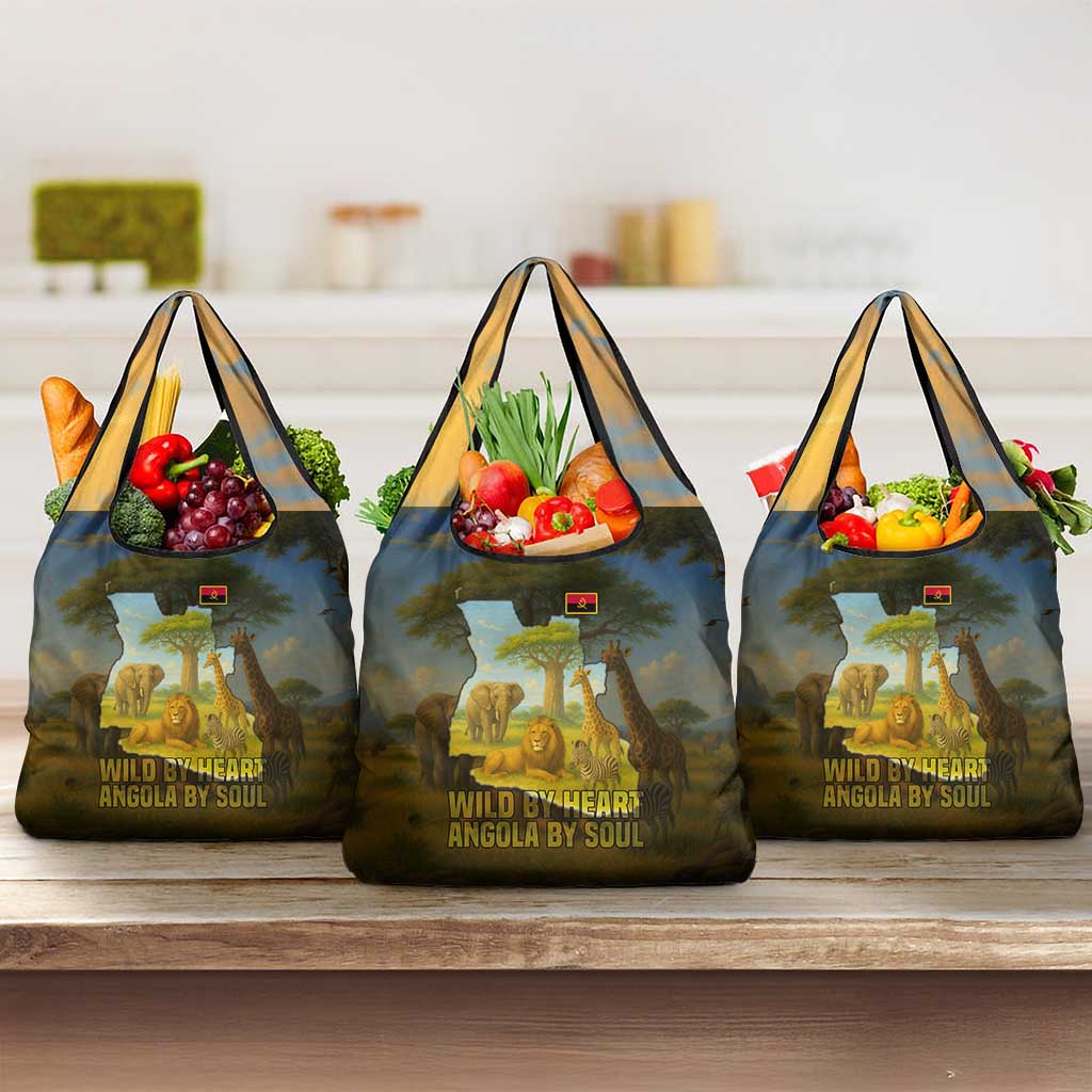 Angola Grocery Bag with Savannah Wildlife Design and African Animal - Wonder Print Shop