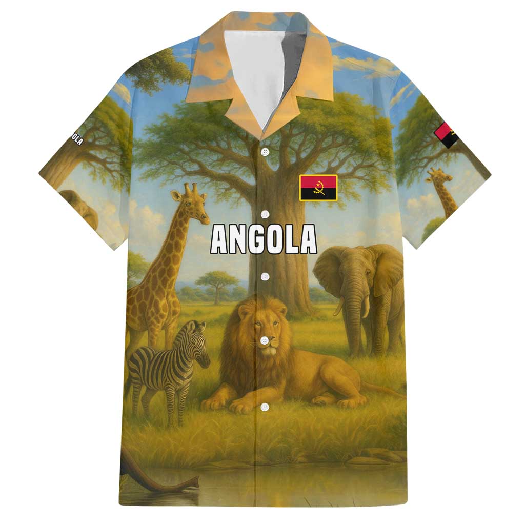 Angola Hawaiian Shirt with Savannah Wildlife Design and African Animal - Wonder Print Shop