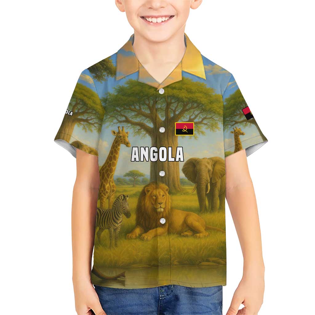 Angola Hawaiian Shirt with Savannah Wildlife Design and African Animal - Wonder Print Shop