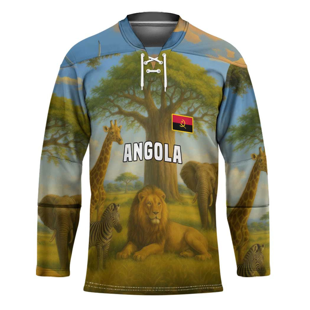 Angola Hockey Jersey with Savannah Wildlife Design and African Animal - Wonder Print Shop