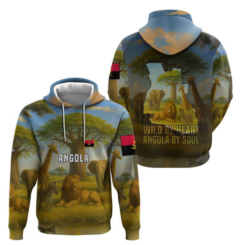 Angola Hoodie with Savannah Wildlife Design and African Animal - Wonder Print Shop