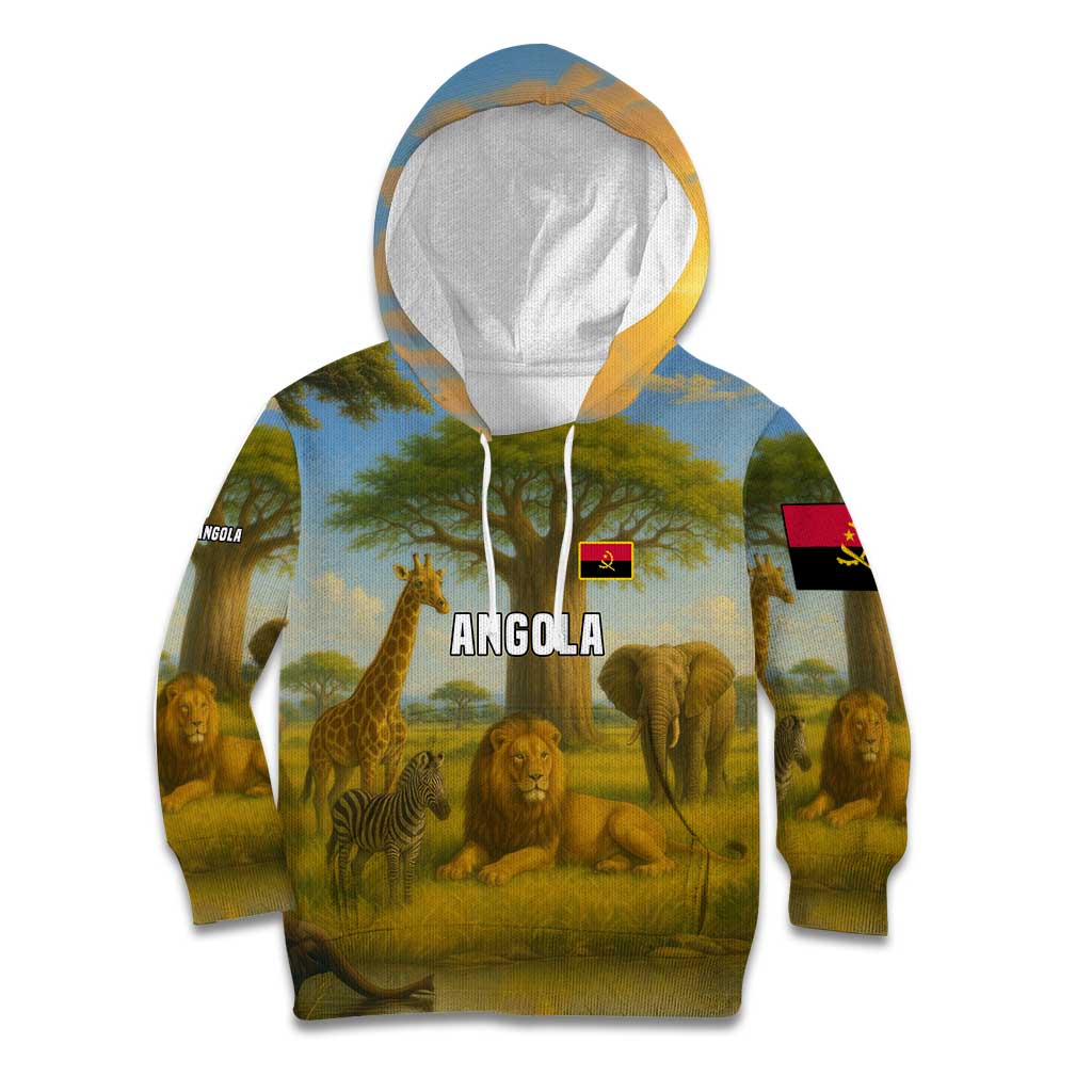 Angola Kid Hoodie with Savannah Wildlife Design and African Animal - Wonder Print Shop