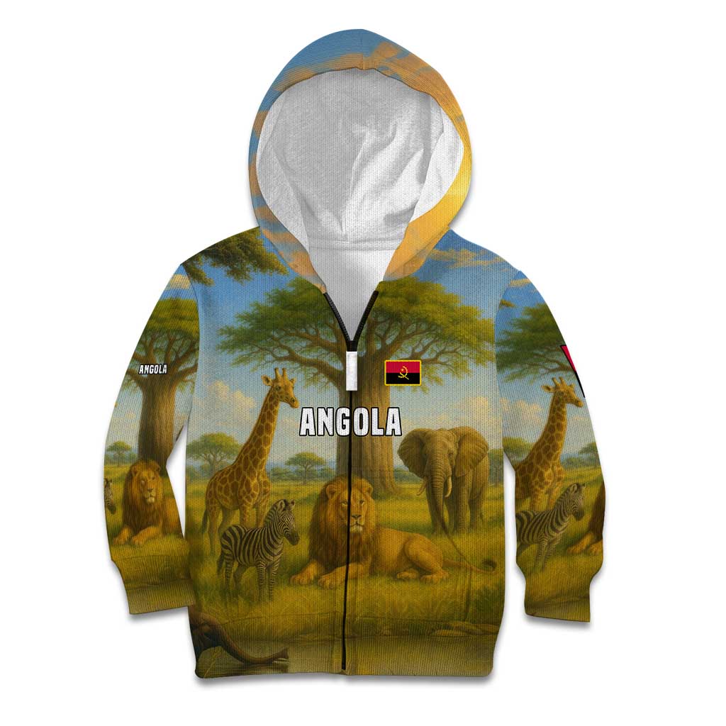 Angola Kid Hoodie with Savannah Wildlife Design and African Animal - Wonder Print Shop