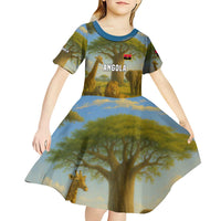 Angola Kid Short Sleeve Dress with Savannah Wildlife Design and African Animal - Wonder Print Shop