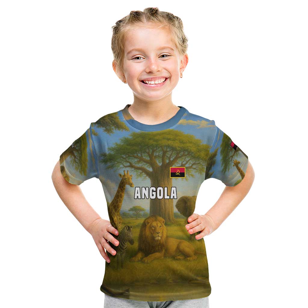 Angola Kid T Shirt with Savannah Wildlife Design and African Animal - Wonder Print Shop