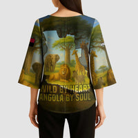 Angola Kimono Sleeve Blouse with Savannah Wildlife Design and African Animal - Wonder Print Shop