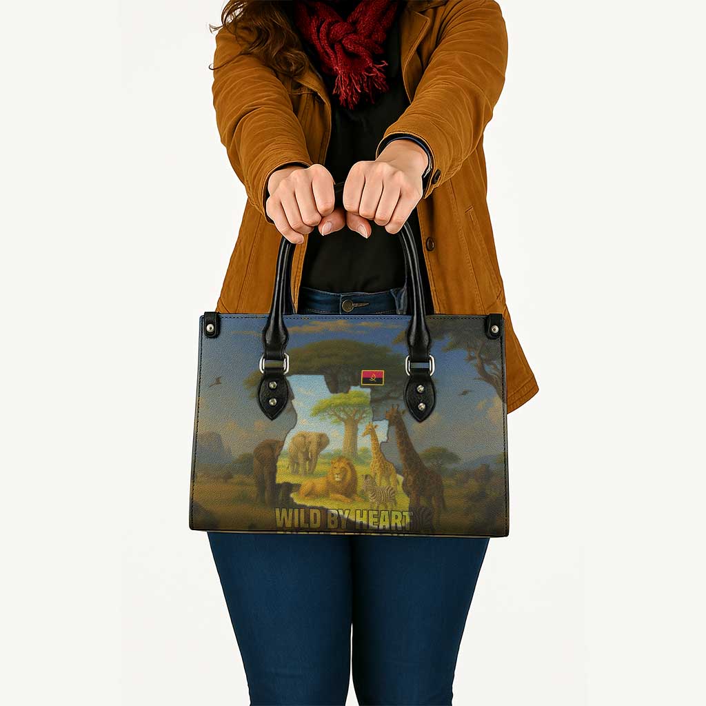 Angola Leather Bag with Savannah Wildlife Design and African Animal - Wonder Print Shop