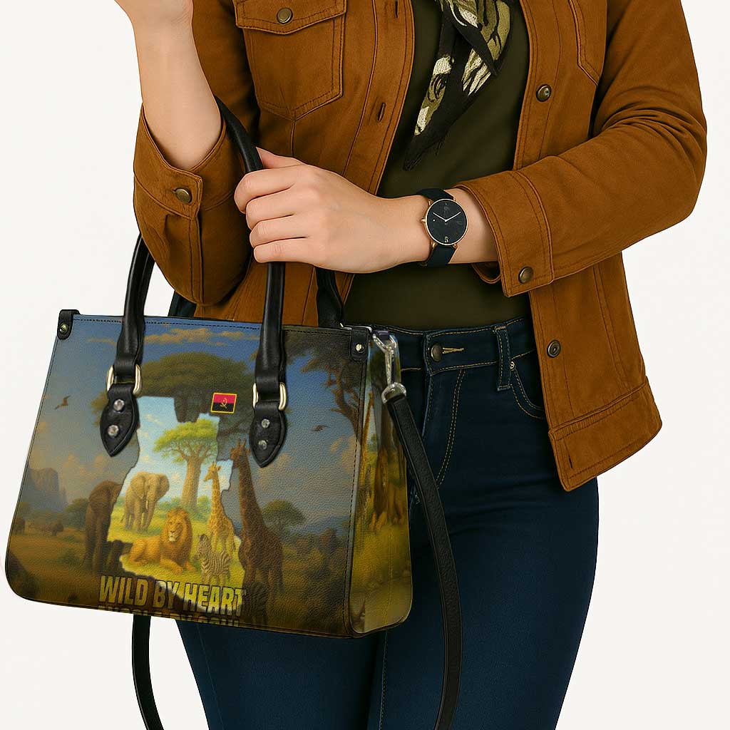 Angola Leather Bag with Savannah Wildlife Design and African Animal - Wonder Print Shop