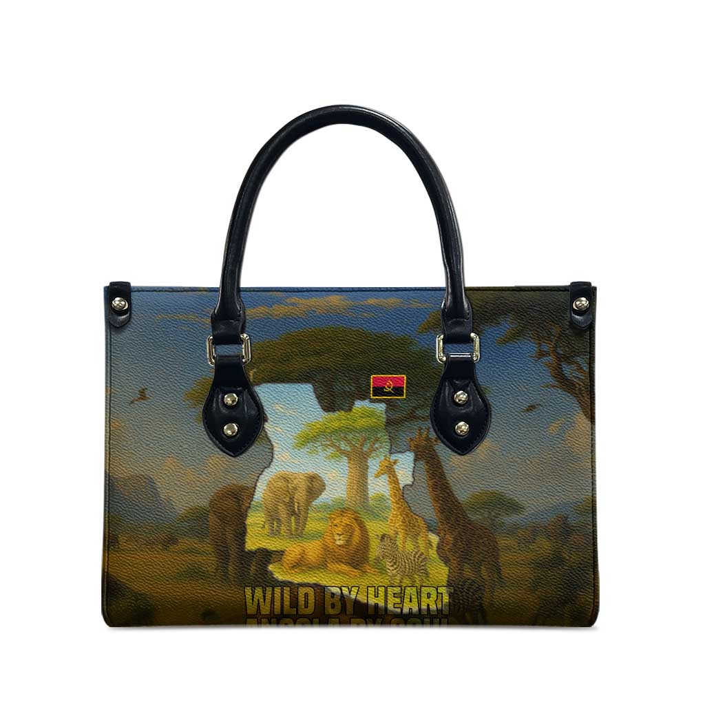 Angola Leather Bag with Savannah Wildlife Design and African Animal - Wonder Print Shop