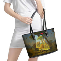 Angola Leather Tote Bag with Savannah Wildlife Design and African Animal - Wonder Print Shop