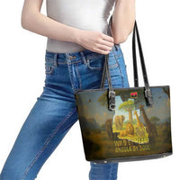 Angola Leather Tote Bag with Savannah Wildlife Design and African Animal - Wonder Print Shop